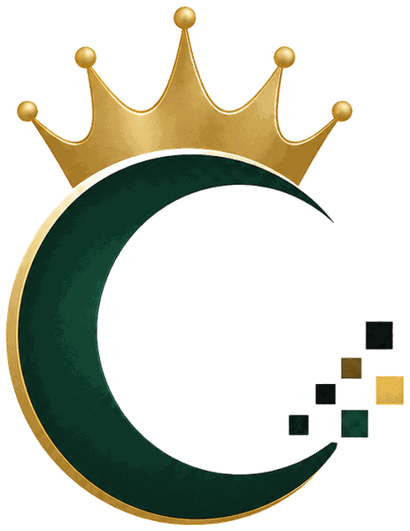 Crescent Crown Enterprises crest: a gold crown above an emerald crescent moon